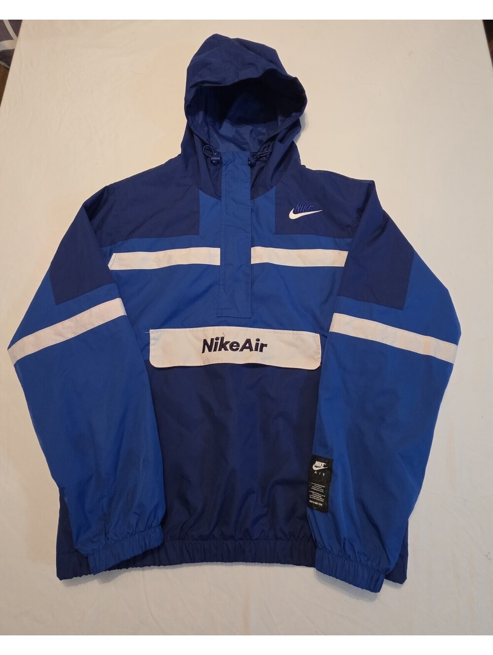 Nike Air Men’s Medium Blue Hooded 1/2 Zip Windbreaker Jacket CJ4834-455